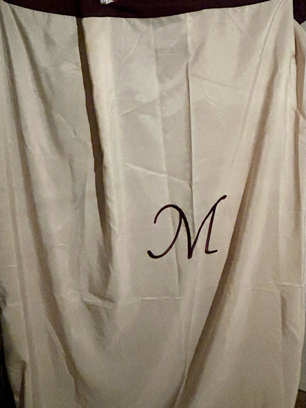 Kirklands Tan Shower Curtain with Brown 'M' Monogram